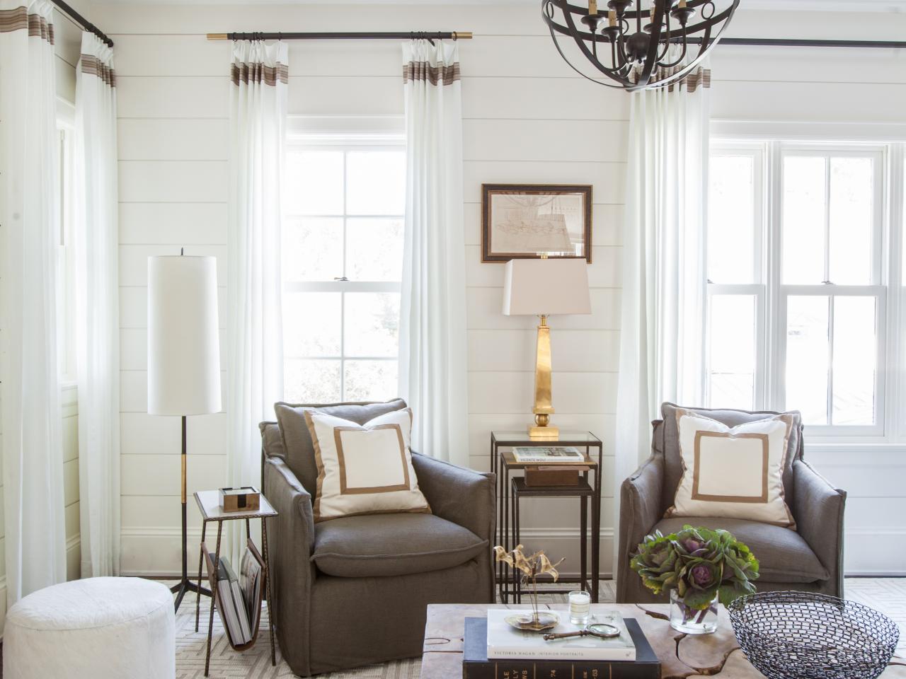 White Transitional Living Room With Graphic Rug